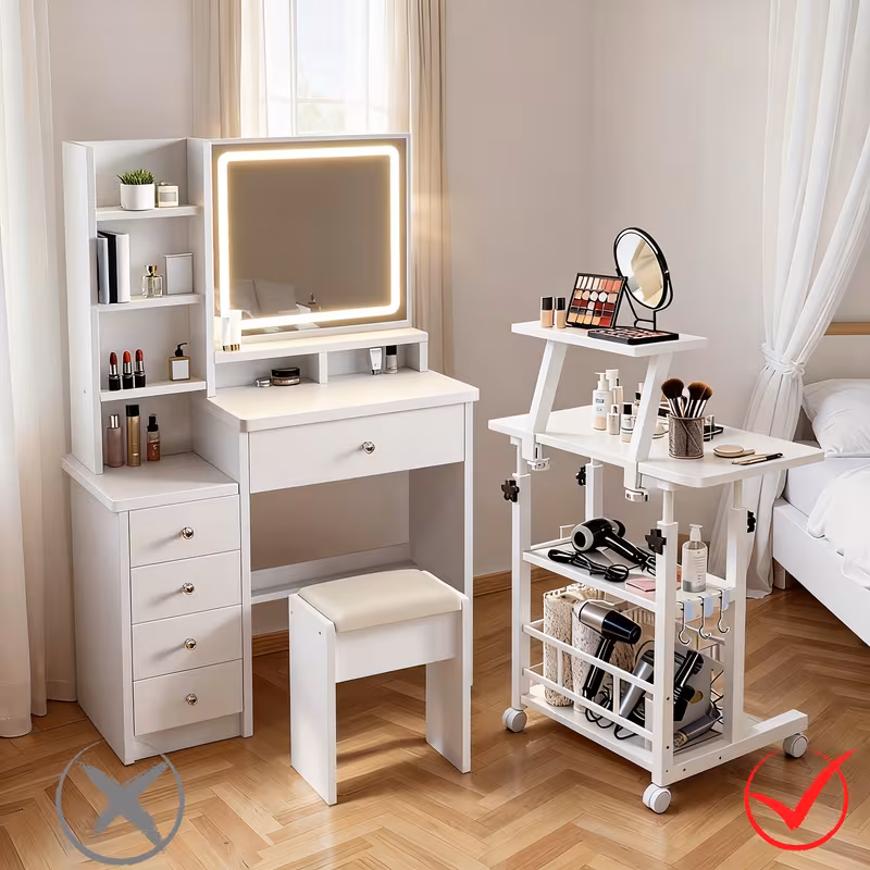Coiffeuse LED — Miroir, Prise & 11 Tiroirs – Image 1